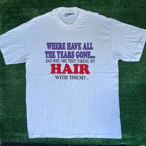Vintage 90s Aging Humor Shirt Funny Ironic Age Balding Tee
